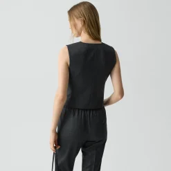 Shrunken Double-Breasted Vest in Sleek Flannel