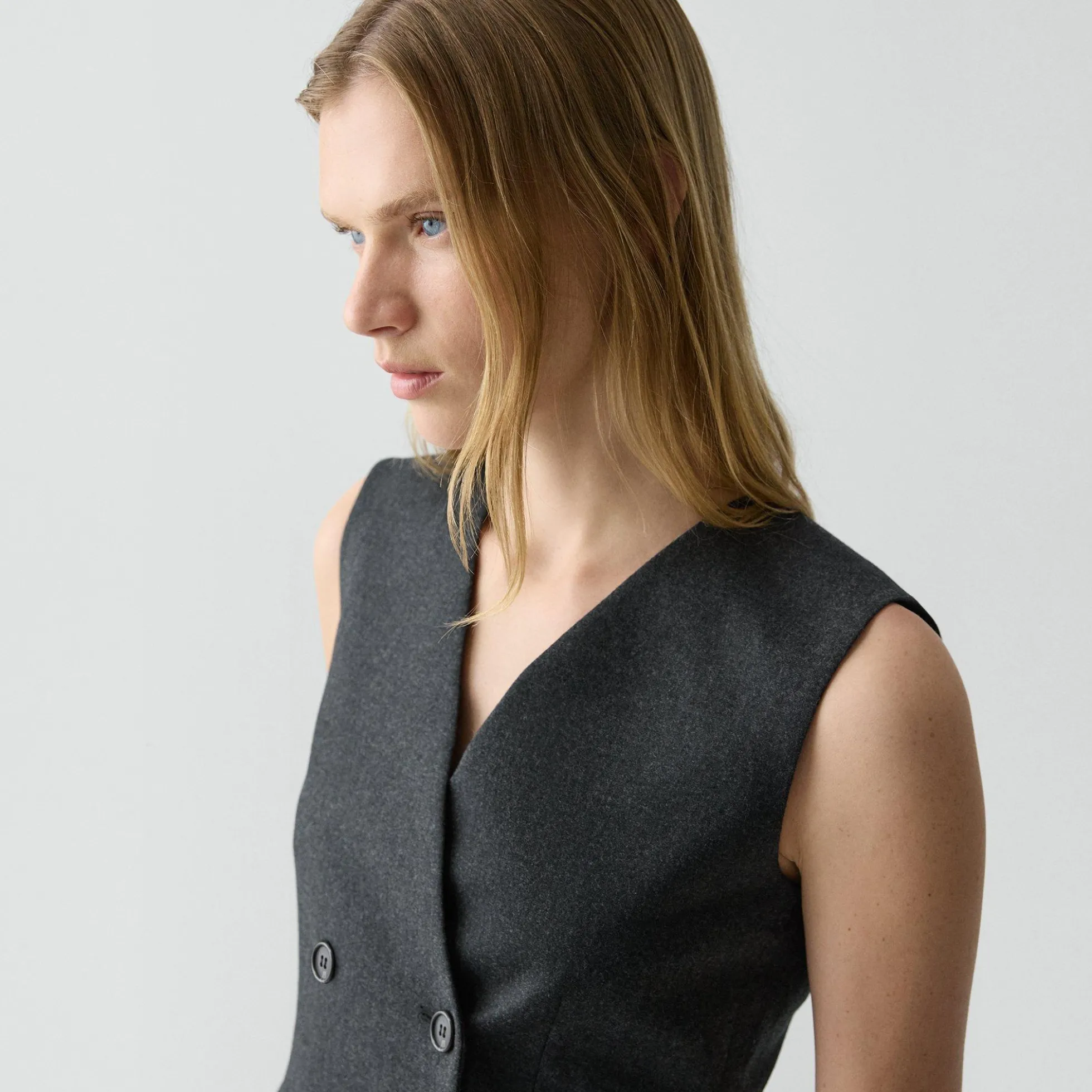 Shrunken Double-Breasted Vest in Sleek Flannel