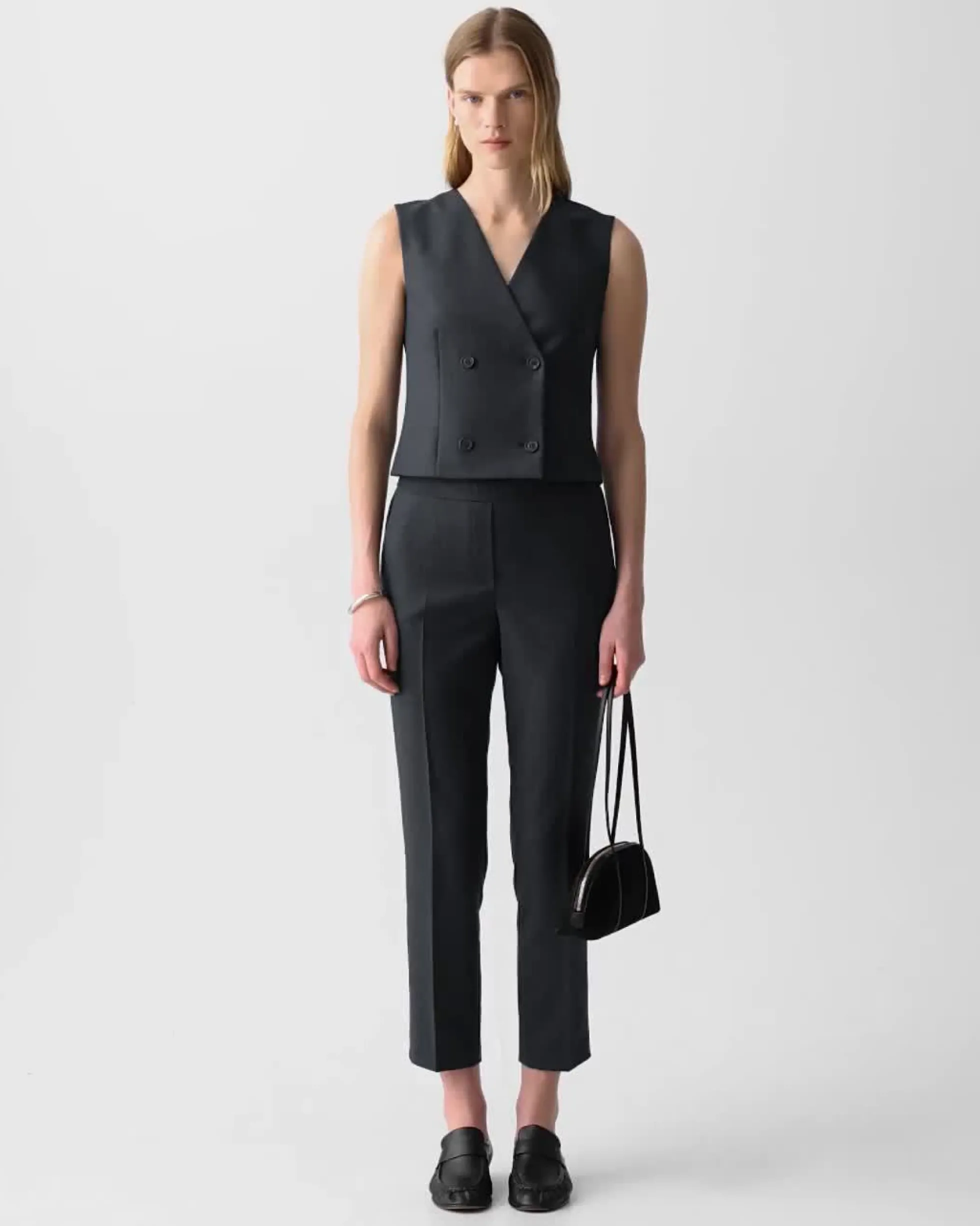 Shrunken Double-Breasted Vest in Sleek Flannel