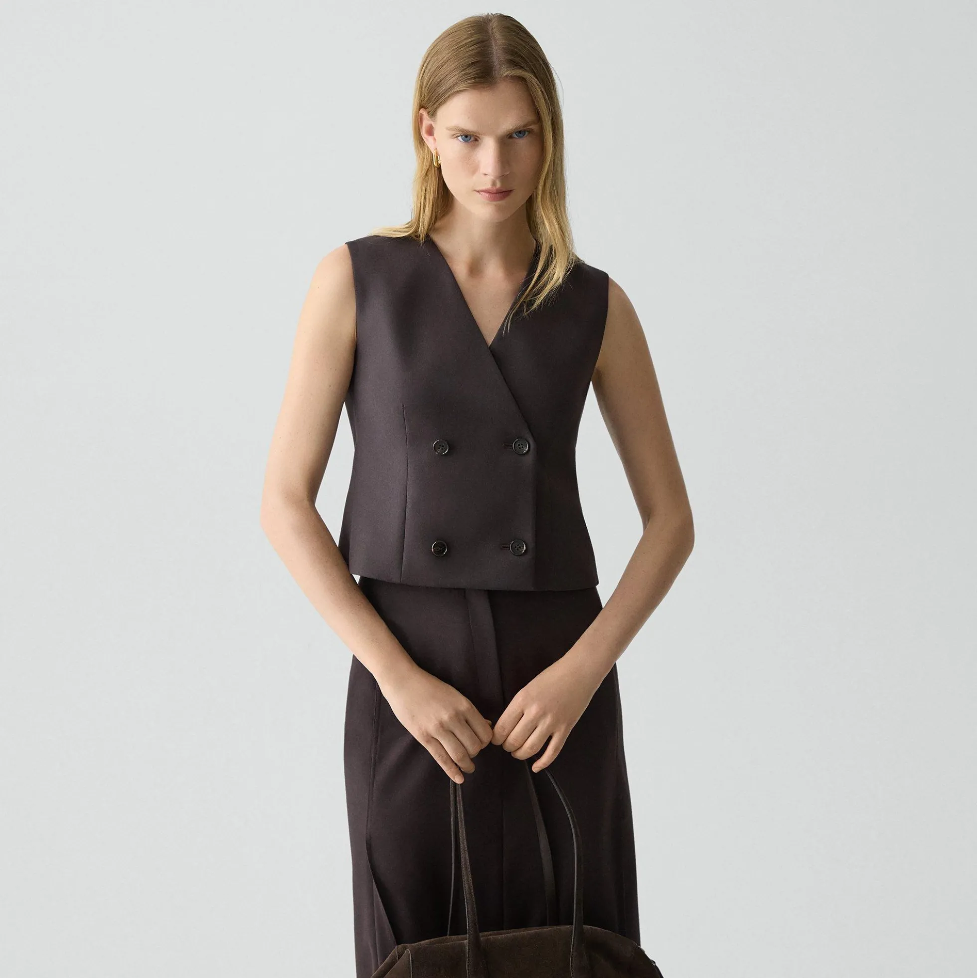 Shrunken Double-Breasted Vest in Sleek Flannel