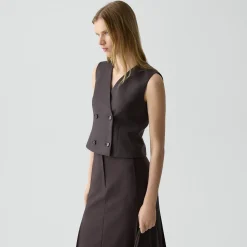 Shrunken Double-Breasted Vest in Sleek Flannel