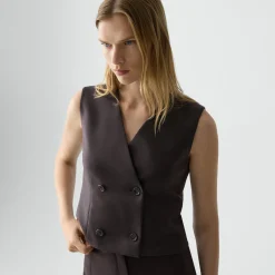 Shrunken Double-Breasted Vest in Sleek Flannel