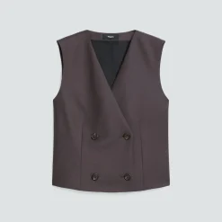 Shrunken Double-Breasted Vest in Sleek Flannel