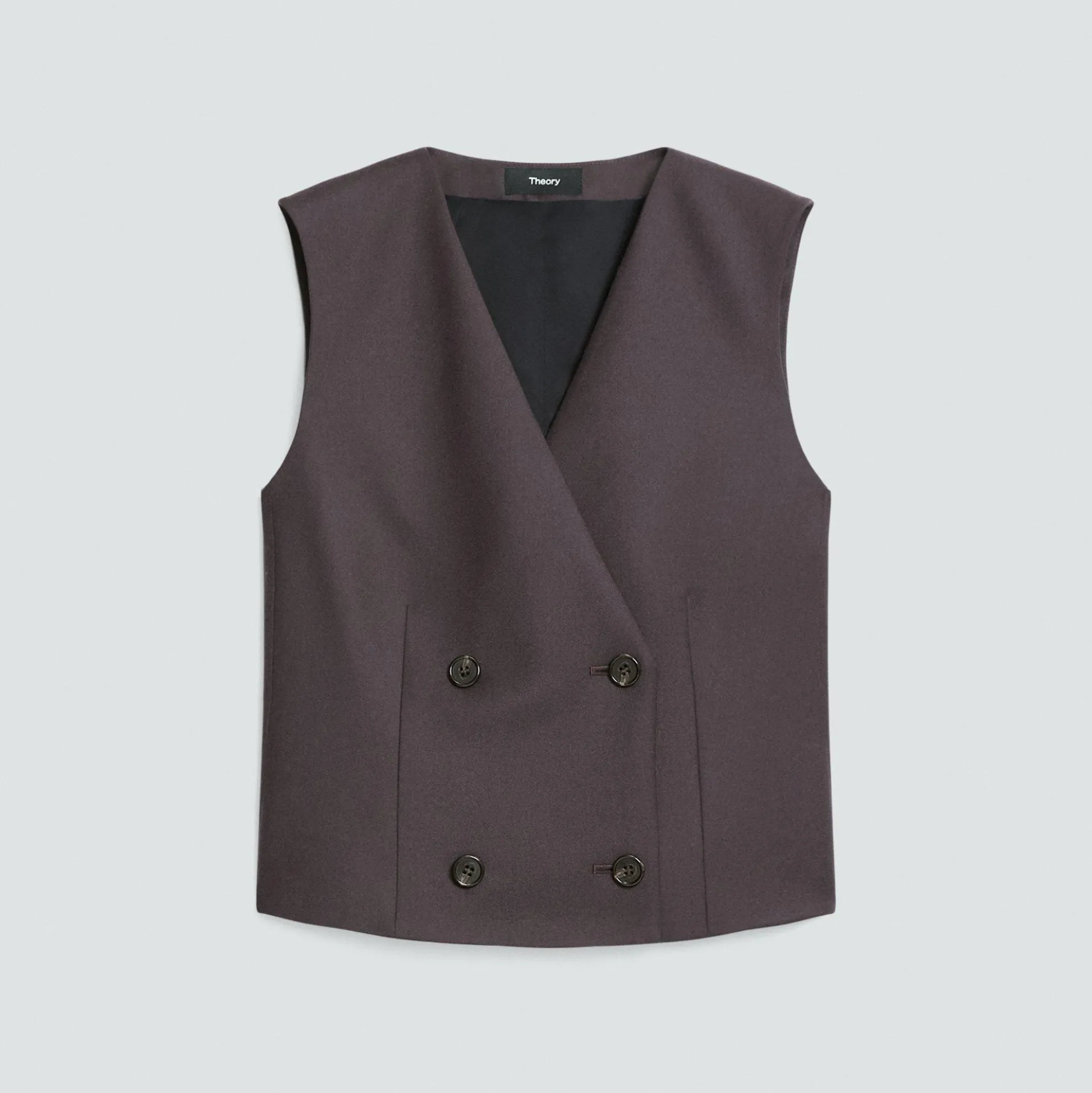 Shrunken Double-Breasted Vest in Sleek Flannel