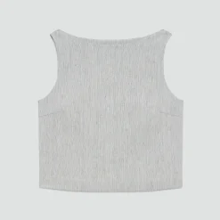 Sleeveless Boatneck Top in Textured Linen