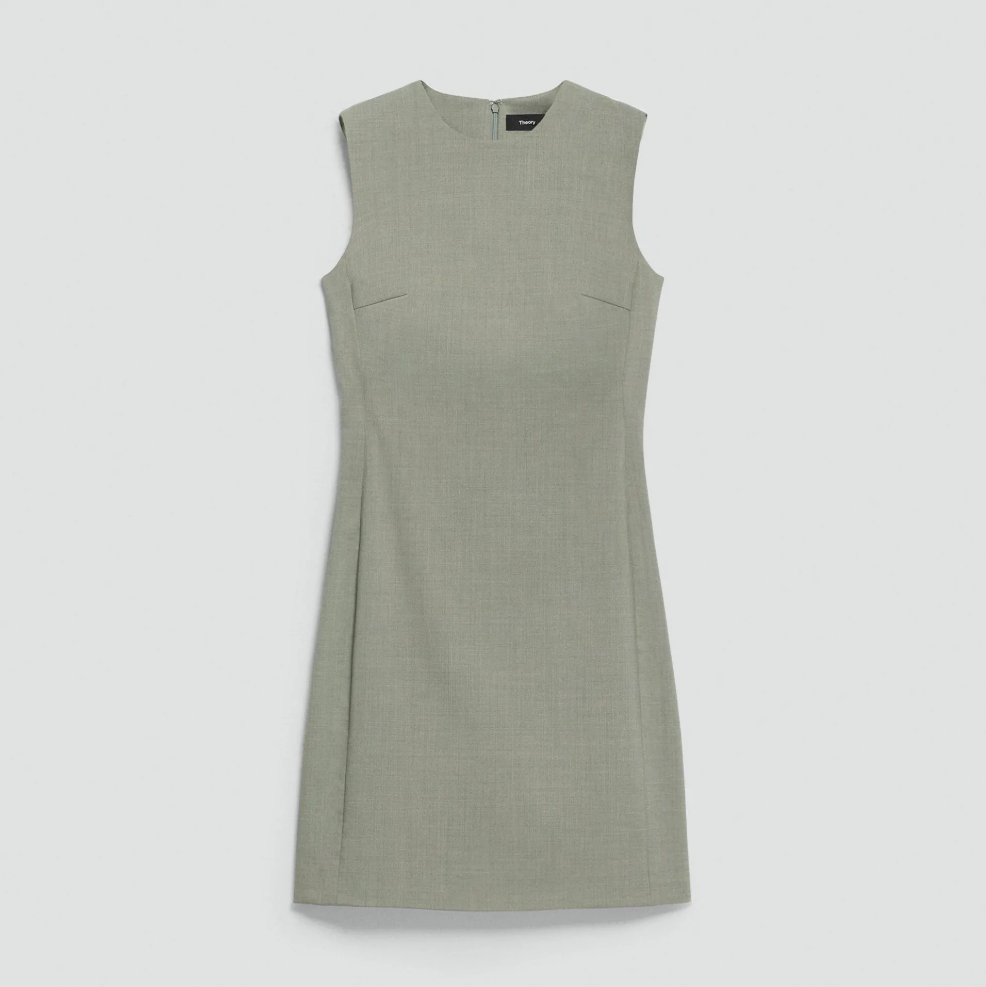 Sleeveless Fitted Dress in Wool Gabardine