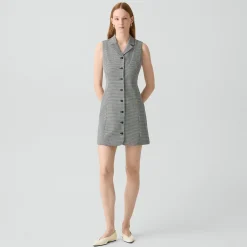Sleeveless Shirt Dress in Wool-Blend Twist