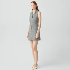 Sleeveless Shirt Dress in Wool-Blend Twist