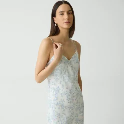 Slip Dress in Floral Satin Georgette