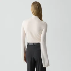 Slit Sleeve Turtleneck Sweater in Wool-Viscose