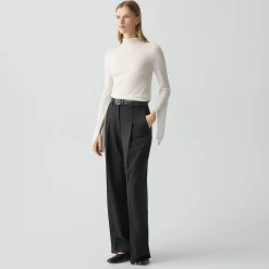 Slit Sleeve Turtleneck Sweater in Wool-Viscose
