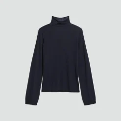 Slit Sleeve Turtleneck Sweater in Wool-Viscose