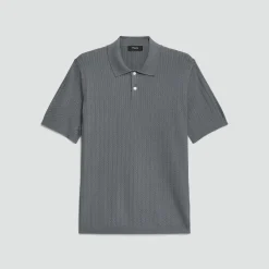 Soris Cable-Knit Polo Shirt in Light Bilen