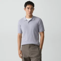 Soris Cable-Knit Polo Shirt in Light Bilen
