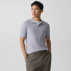 Soris Cable-Knit Polo Shirt in Light Bilen