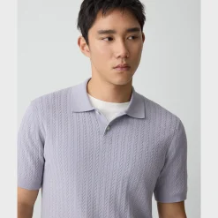 Soris Cable-Knit Polo Shirt in Light Bilen