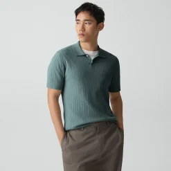 Soris Cable-Knit Polo Shirt in Light Bilen