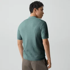 Soris Cable-Knit Polo Shirt in Light Bilen