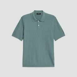 Soris Cable-Knit Polo Shirt in Light Bilen