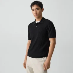 Soris Cable-Knit Polo Shirt in Light Bilen