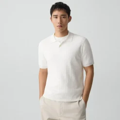 Soris Cable-Knit Polo Shirt in Light Bilen
