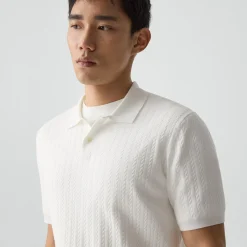 Soris Cable-Knit Polo Shirt in Light Bilen
