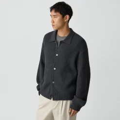 Textured Cardigan in Cotton Silk Slub