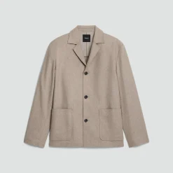 Three-Button Blazer in Cashmere-Blend Flannel