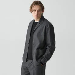 Three-Button Blazer in Cashmere-Blend Flannel