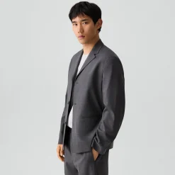 Three-Button Blazer in Stretch Wool