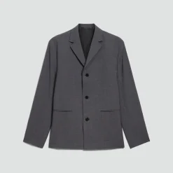 Three-Button Blazer in Stretch Wool