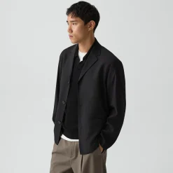 Three-Button Blazer in Stretch Wool