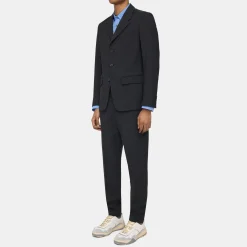 Three-Button Blazer in Wool Gabardine