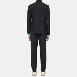 Three-Button Blazer in Wool Gabardine
