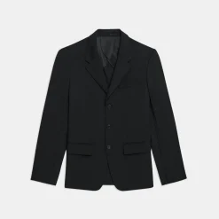 Three-Button Blazer in Wool Gabardine