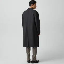 Three-Button Coat in Twill Blend