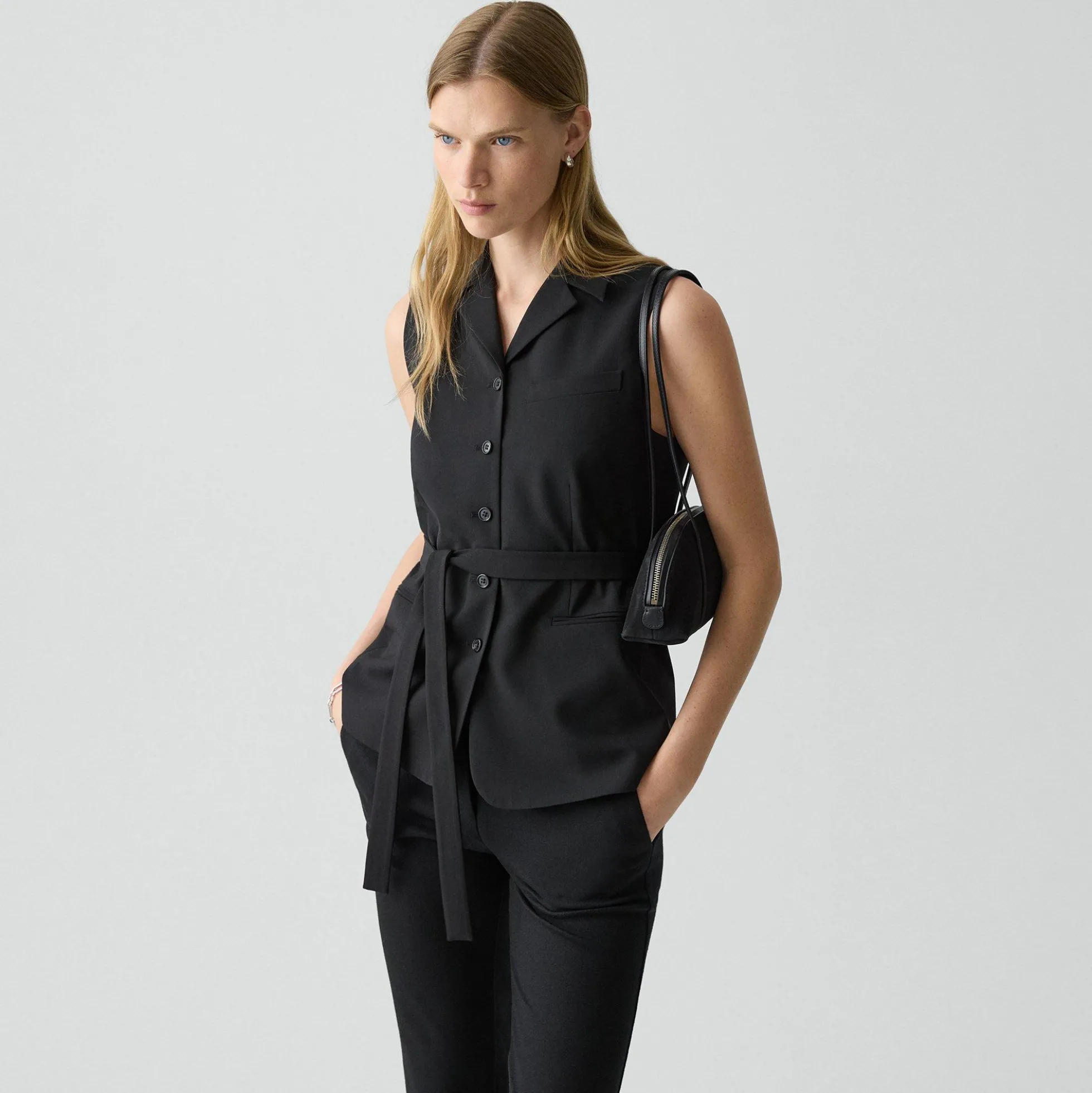 Tie Waist Vest in Good Wool
