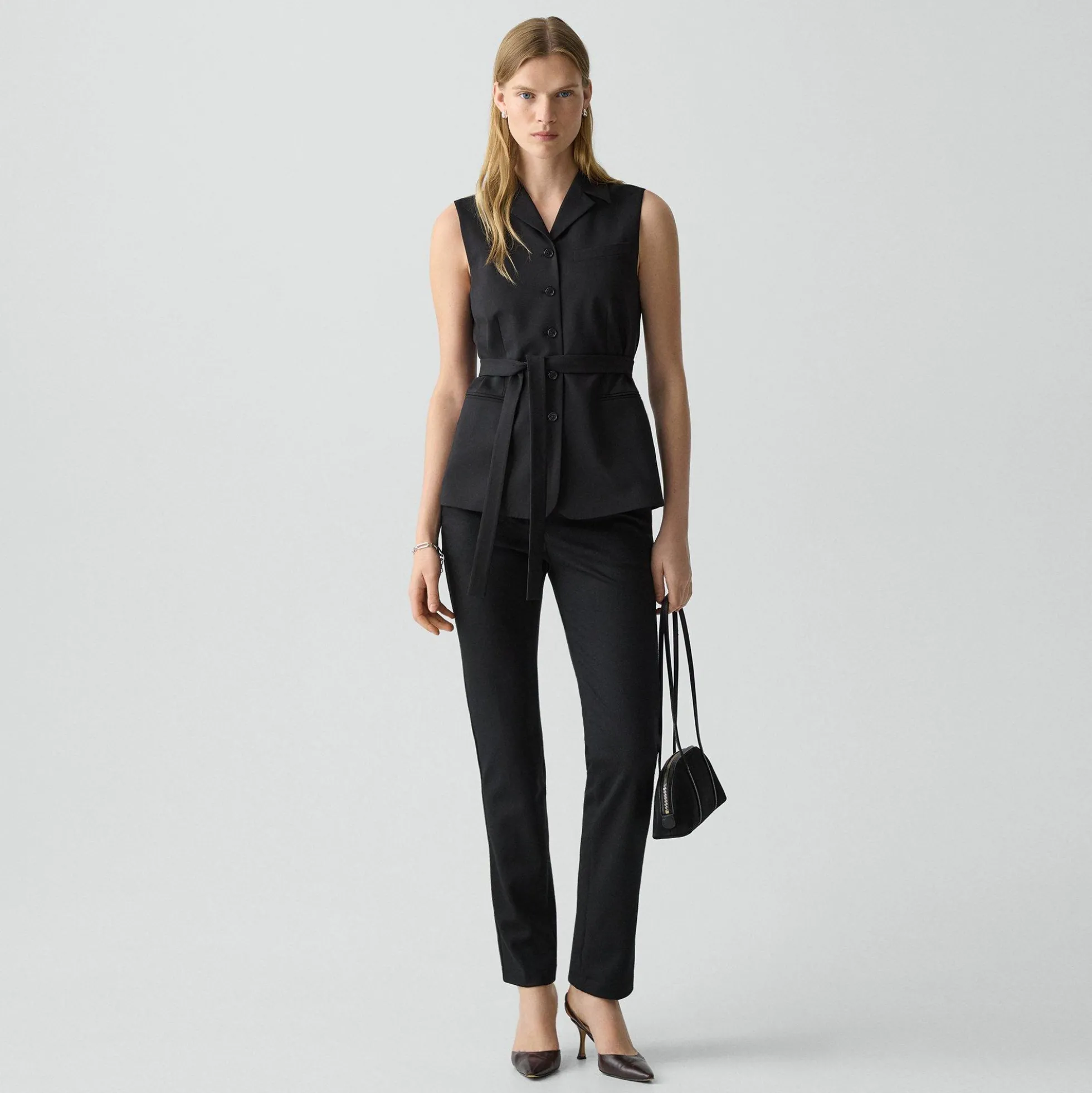 Tie Waist Vest in Good Wool