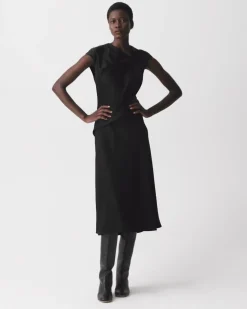 Twist Bodice Dress in Satin