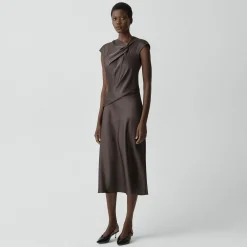 Twist Bodice Dress in Satin