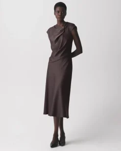 Twist Bodice Dress in Satin