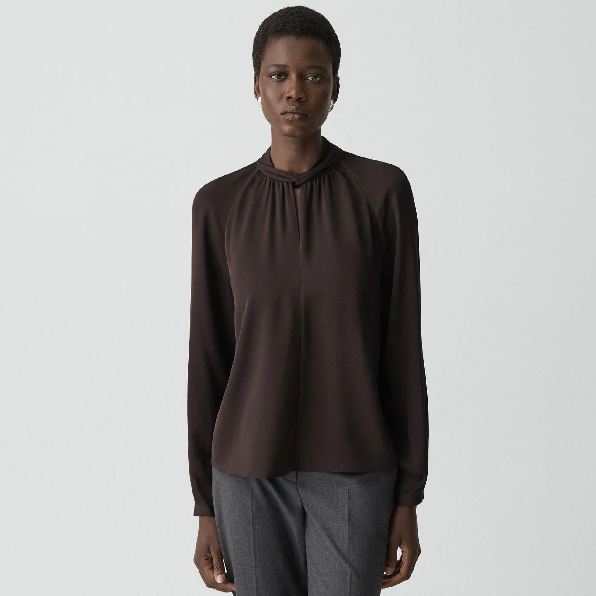 Twist Neck Top in Silk Georgette