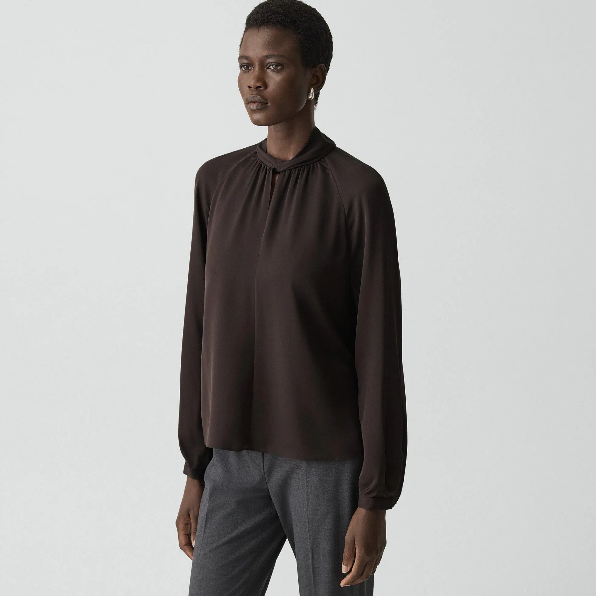 Twist Neck Top in Silk Georgette