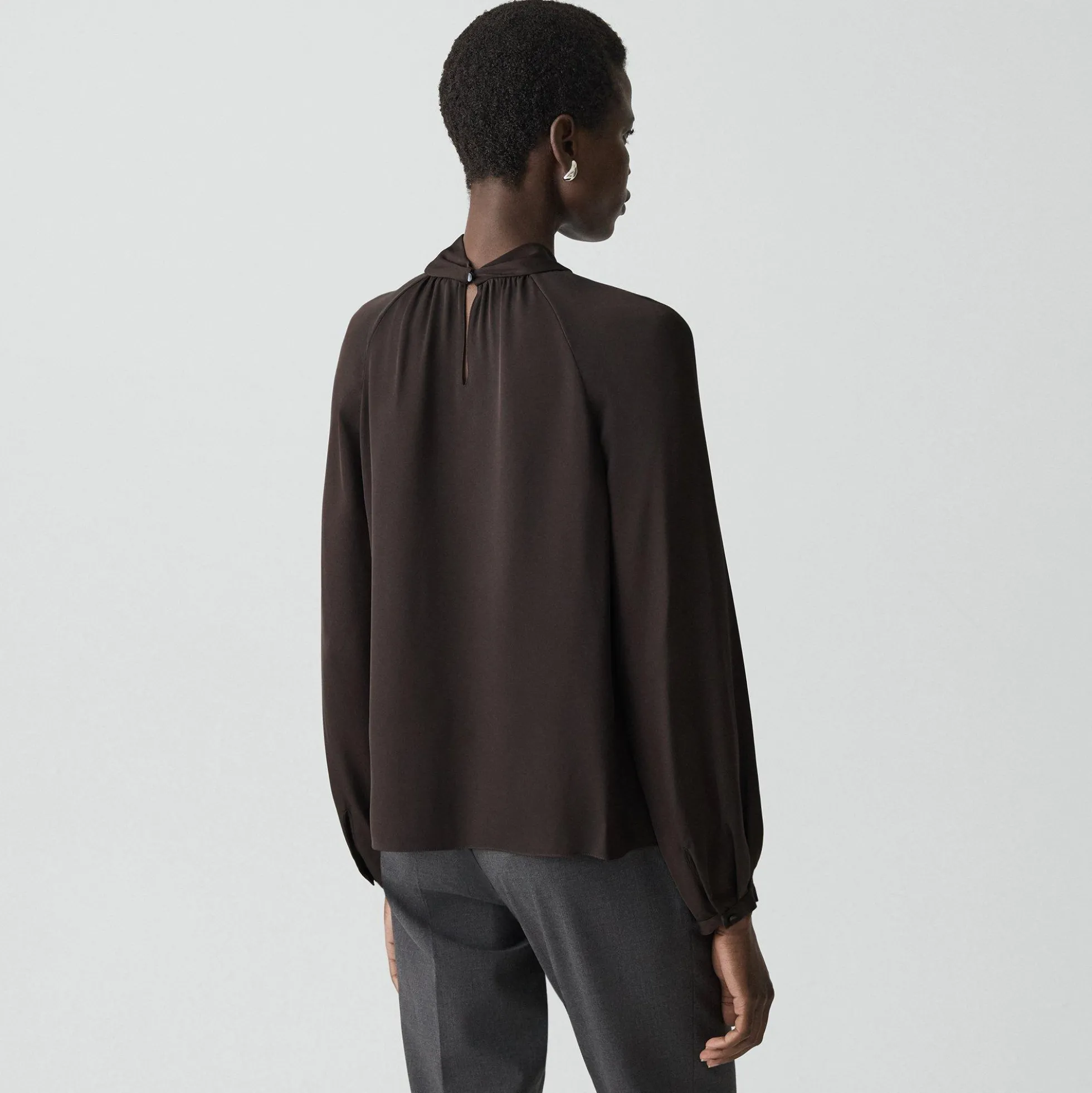 Twist Neck Top in Silk Georgette