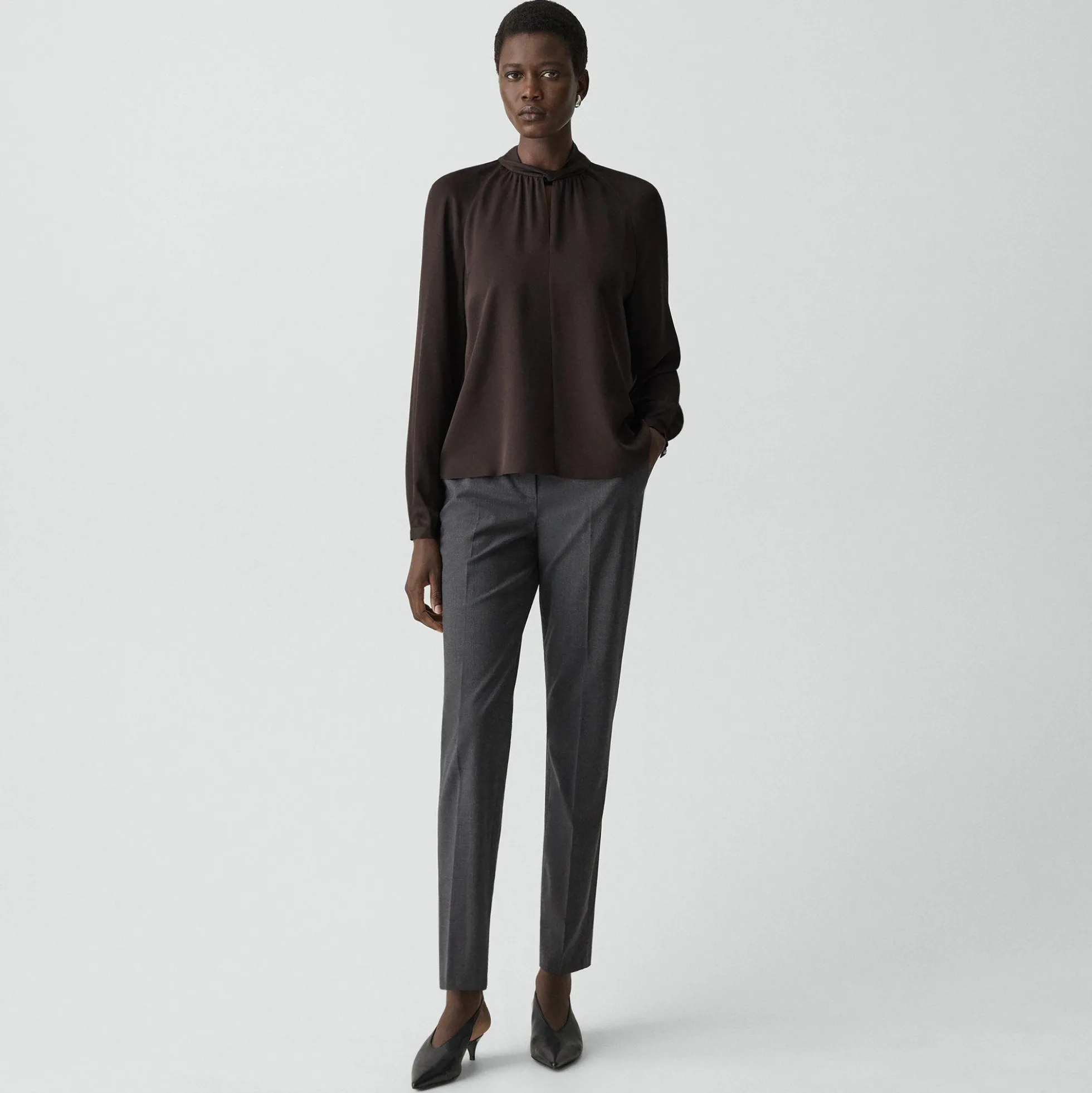 Twist Neck Top in Silk Georgette