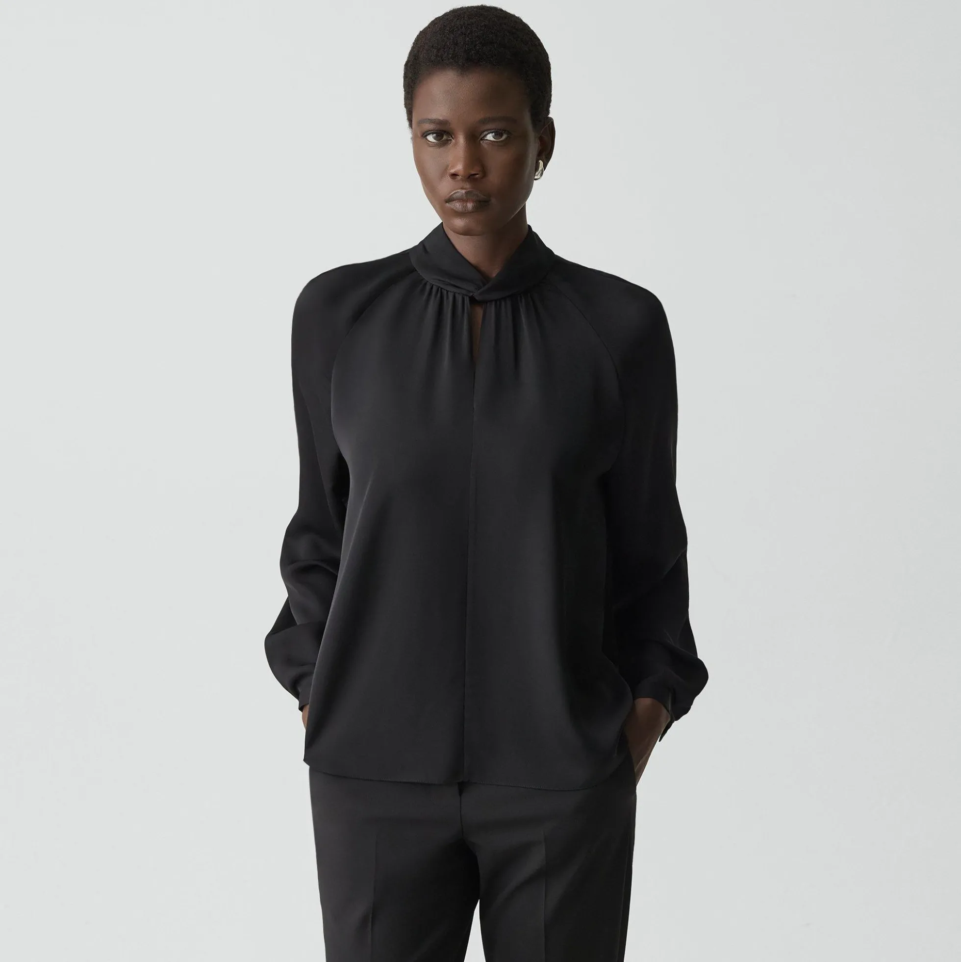 Twist Neck Top in Silk Georgette