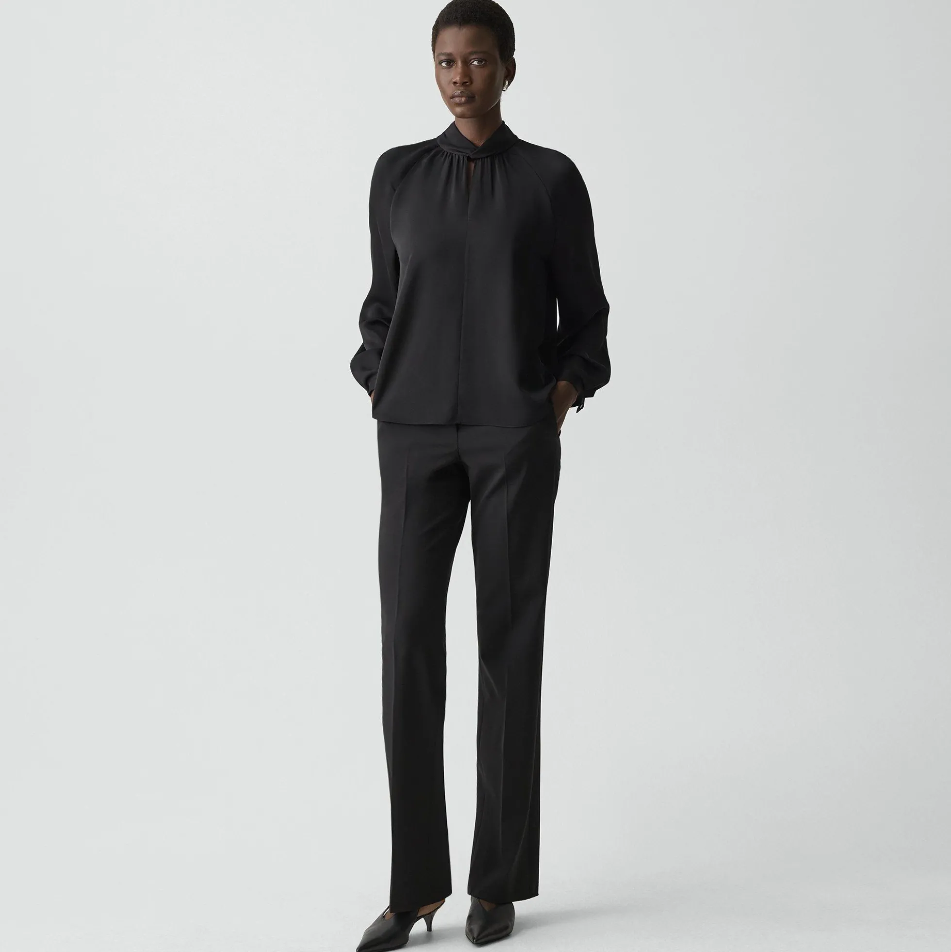 Twist Neck Top in Silk Georgette