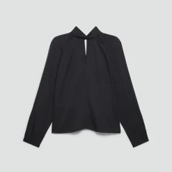 Twist Neck Top in Silk Georgette