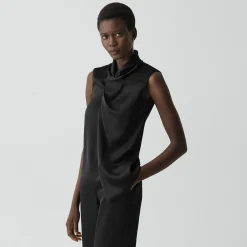 Twisted Split Blouse in Satin