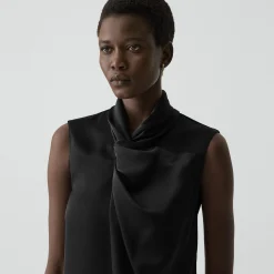Twisted Split Blouse in Satin